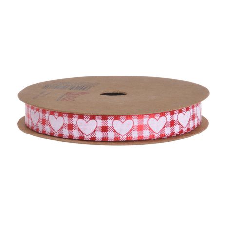 Wstążka dekoracyjna Canea 10mm x 10m, Serca czerwona
